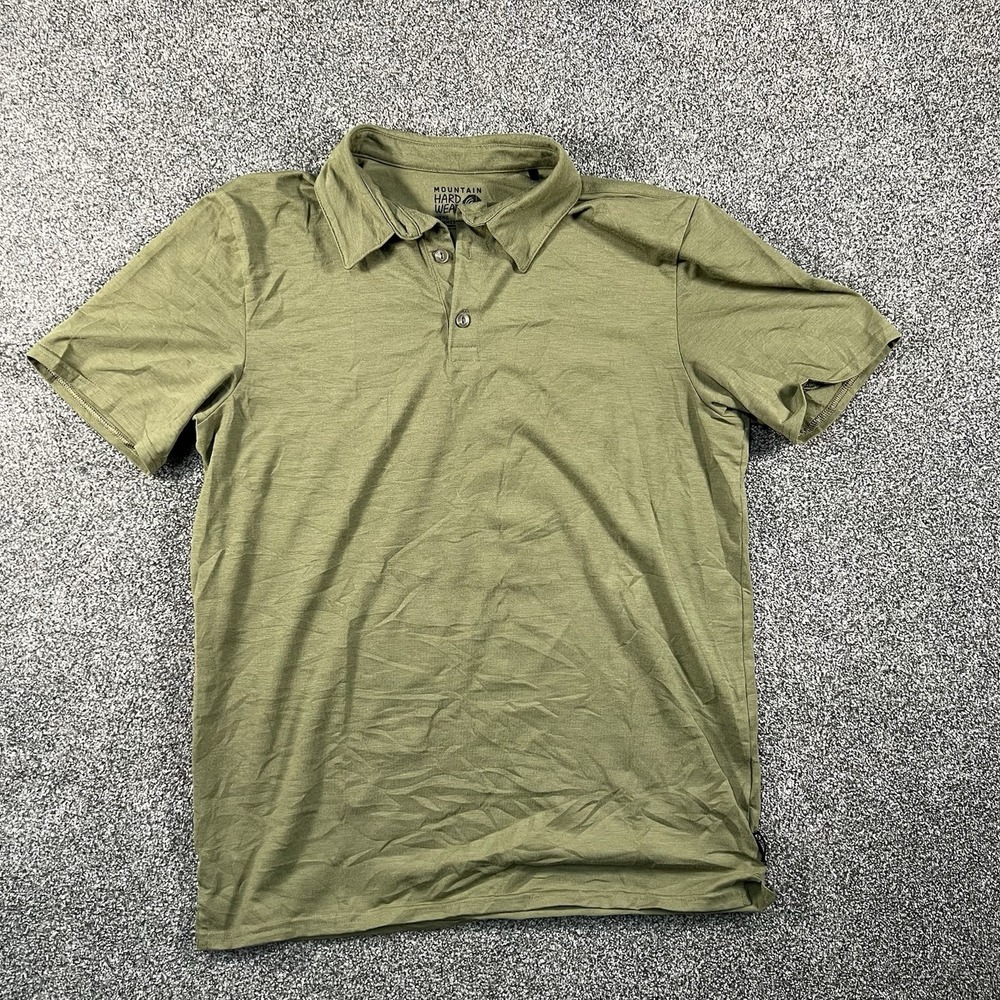 Mountain Hardwear Polo Shirt Mens Small Green Short Sleeve Outdoor Hiking